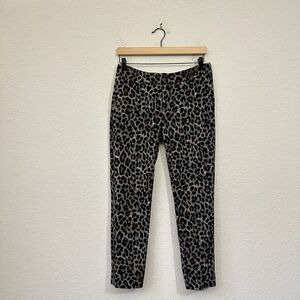 CABI 3393 Jungle Leopard Skinny Pants Stretchy Gray Black